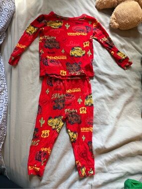 Red Disney Cars Kids Pajama Set - Lightning McQueen Print